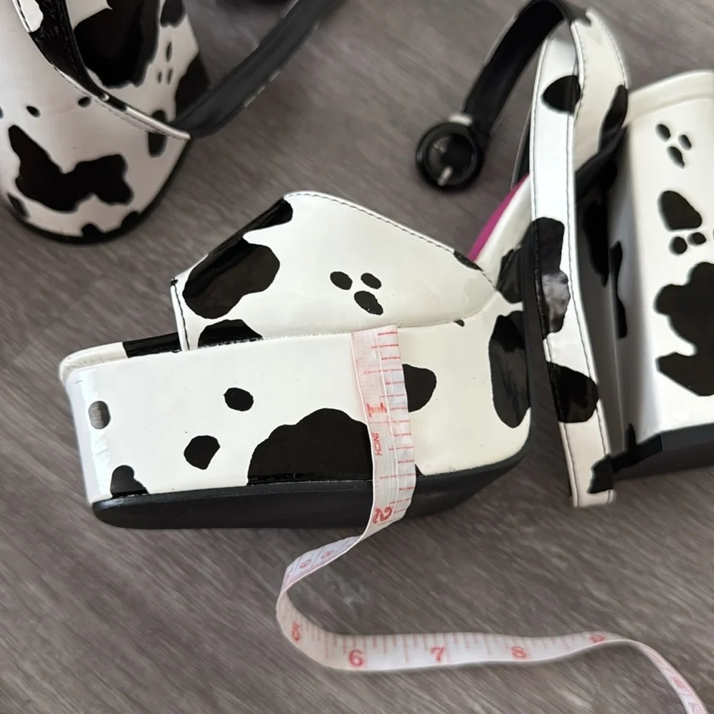 Cow Print Platform Sandals